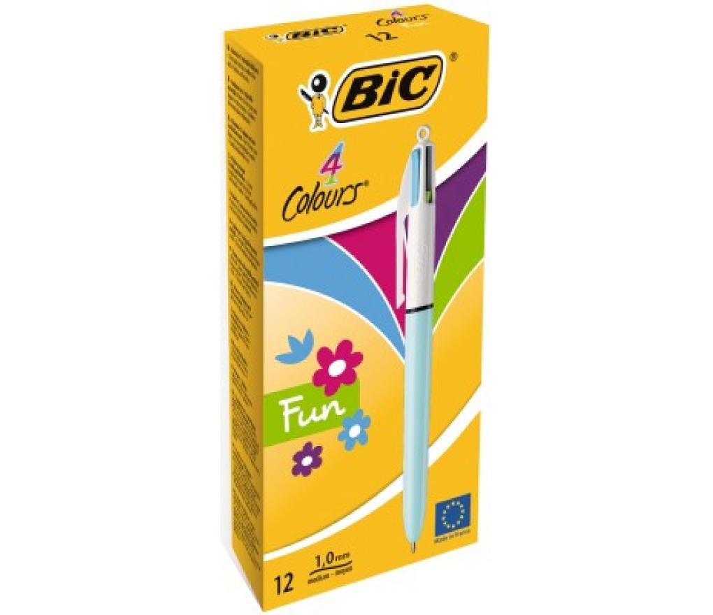 Kogelpen Bic 4 kleuren fashion 1,0 mm medium - Per stuk