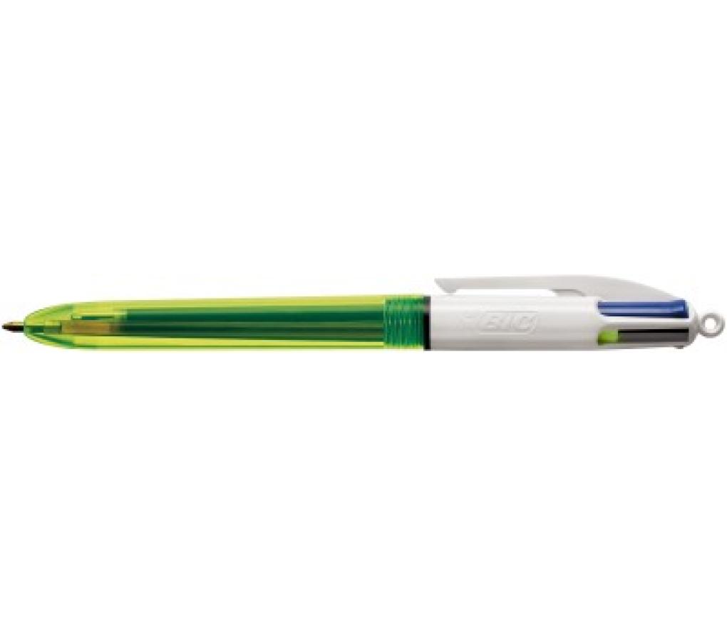 Kogelpen Bic 4 kleuren Fluo - Per stuk