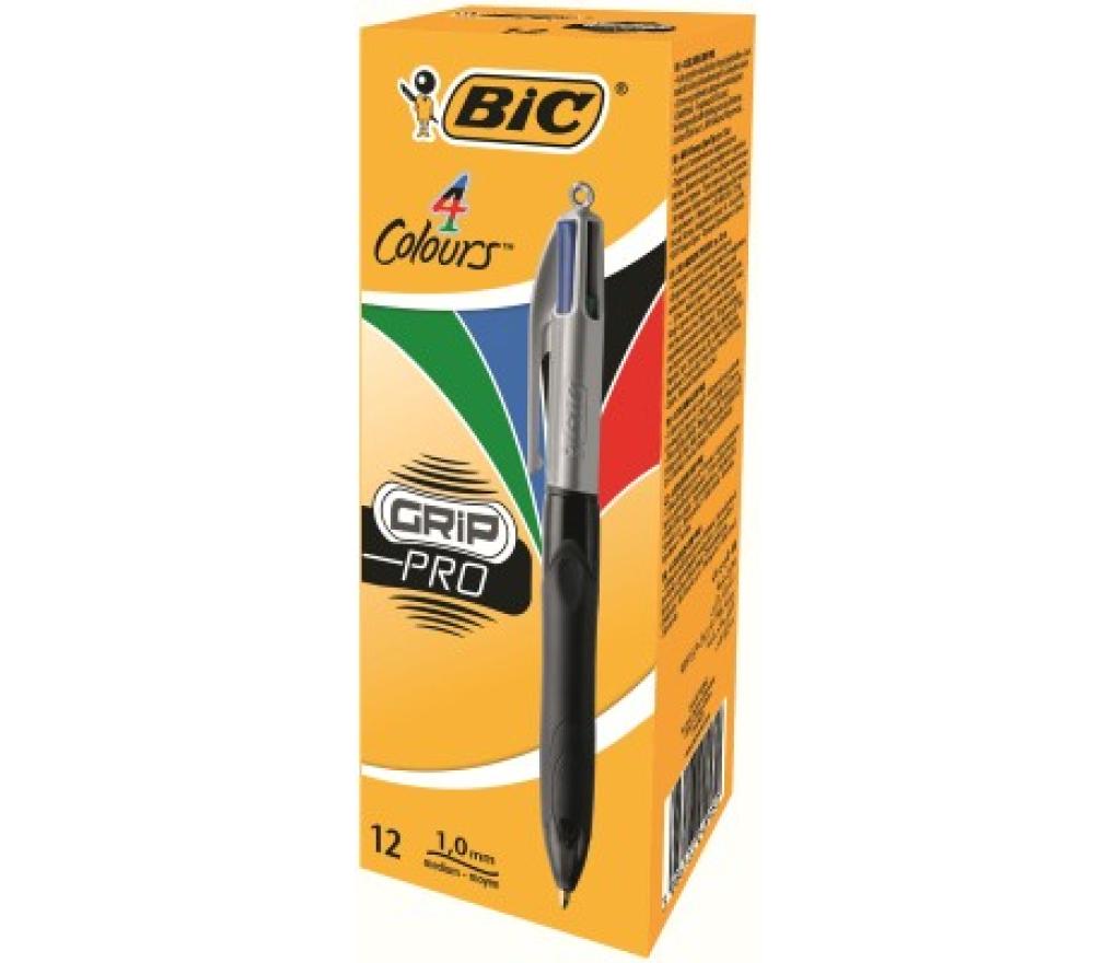 Kogelpen Bic 4 kleuren Grip Pro 1,0 mm medium - Per stuk