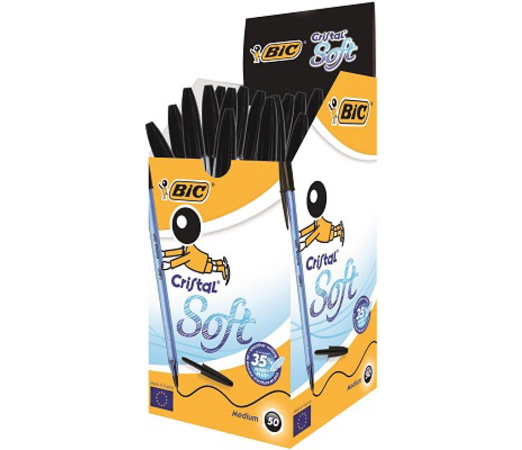 Kogelpen Bic Cristal Soft 1,2 mm zwart - Per stuk