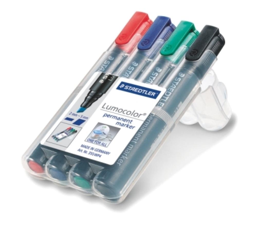 Permanent marker Staedtler 350wp4 schuine punt 2 - 5 mm box/4 - Per pak