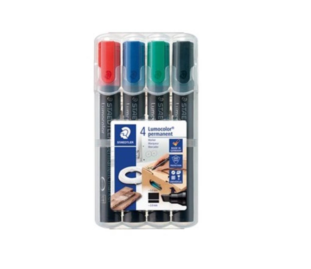 Permanent marker Staedtler 350wp4 schuine punt 2 - 5 mm box/4 - Per pak