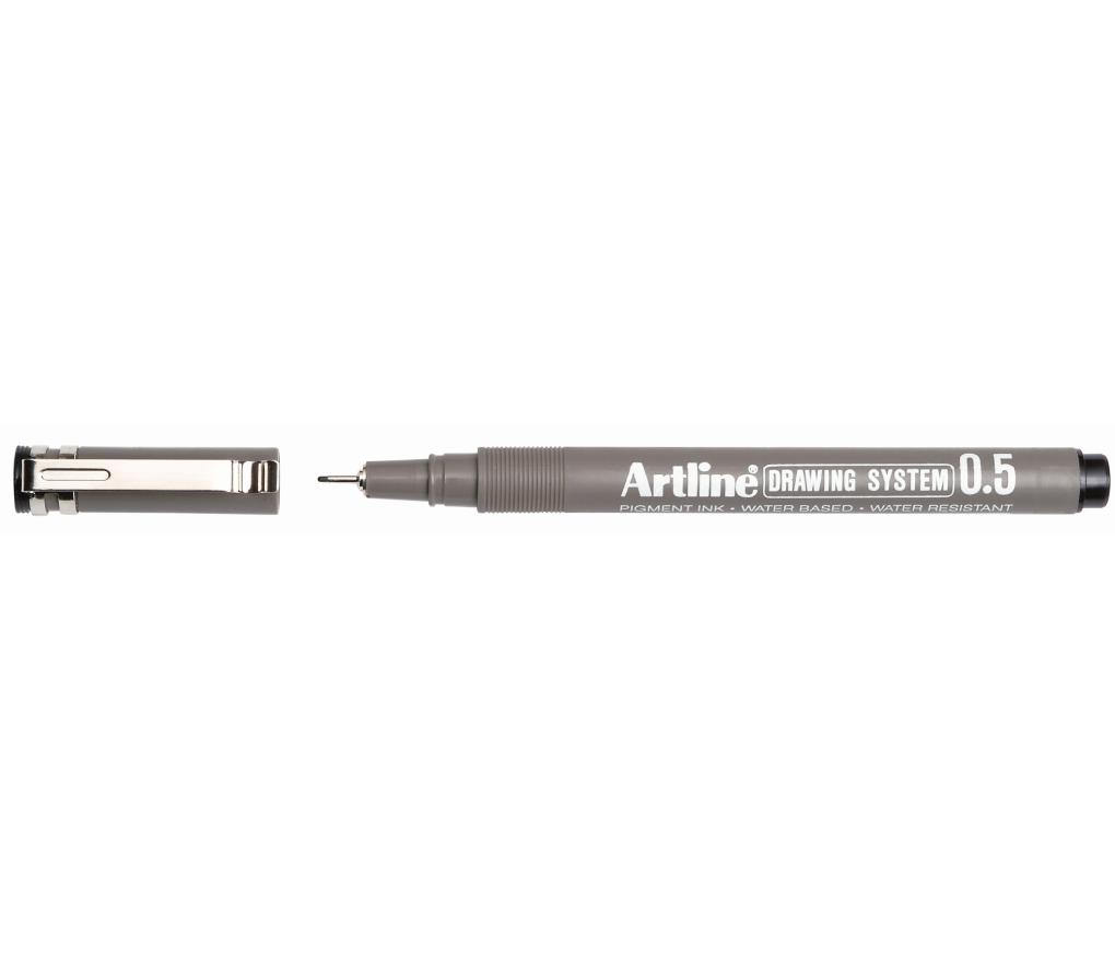 Viltstift Drawing pen Artline 0,5 mm zwart - Per stuk