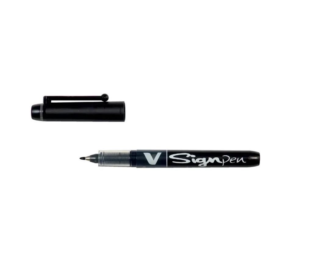 Viltstift Pilot V signpen medium zwart - Per stuk