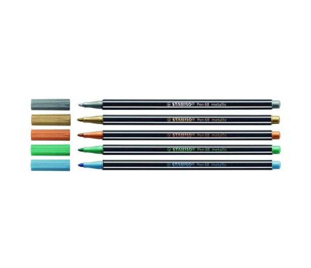 Viltstift Stabilo Pen 68 Metallic zilver - Per stuk