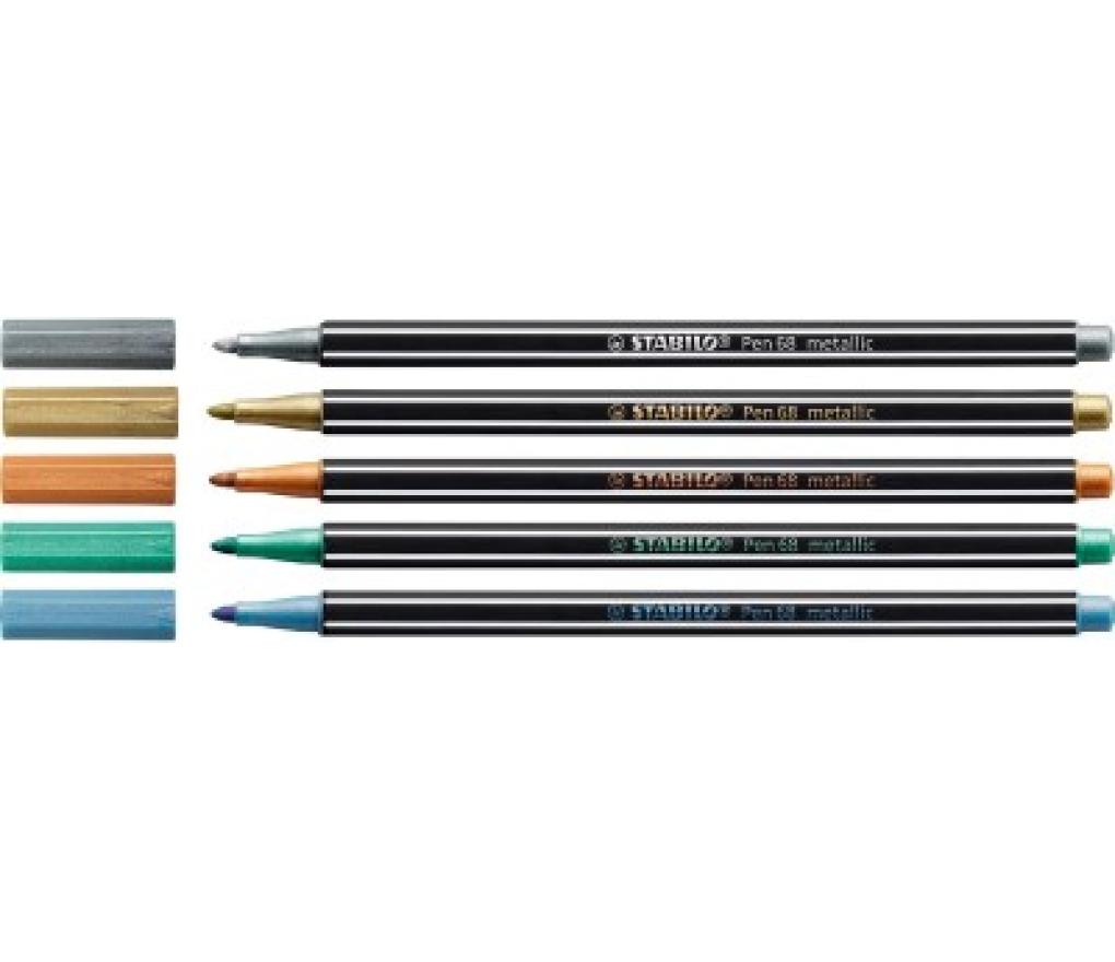 Viltstift Stabilo Pen 68 Metallic zilver - Per stuk