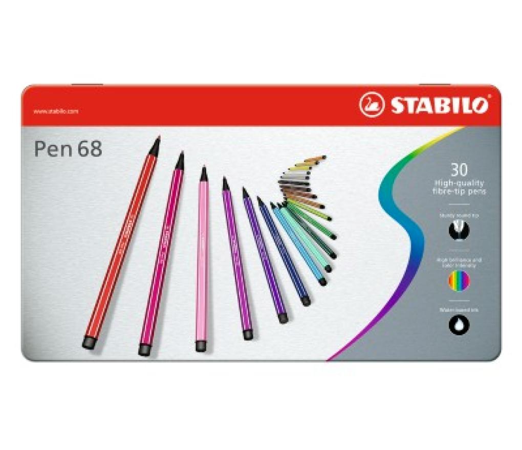 Viltstift Stabilo Pen 68 silver design metalen doos/30 - Per pak
