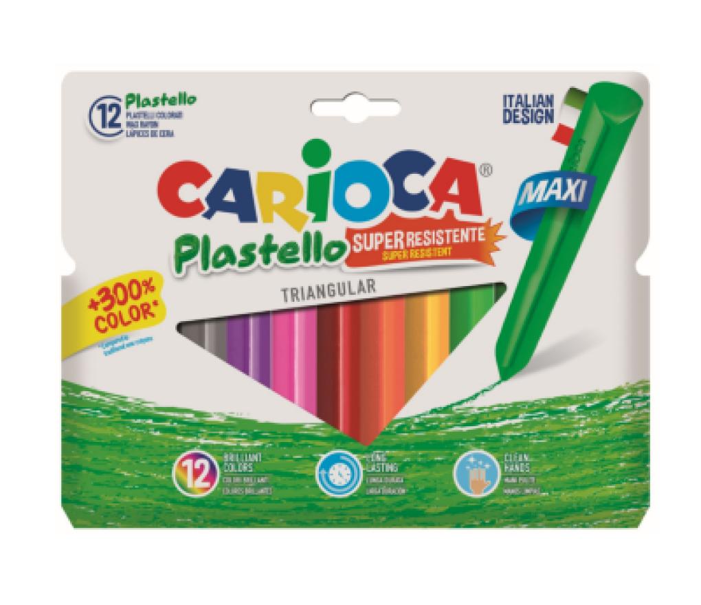 Waskrijt 12 mm Carioca Plastello Maxi triple doos/12 - Per pak