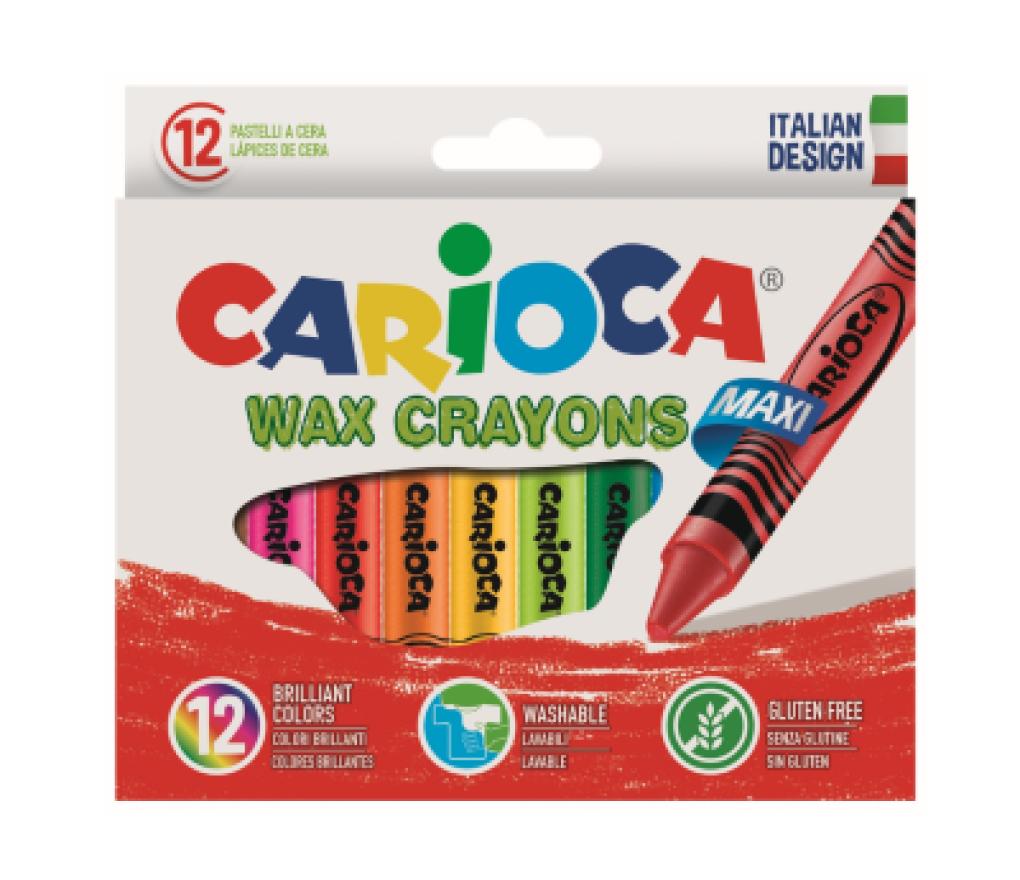 Waskrijt 12 mm Carioca Wax maxi assortiment doos/12 - Per pak