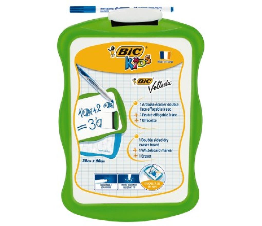 Whiteboard 20 x 30 cm Bic Velleda dubbelzijdig assorti + stift en wisser - Per stuk