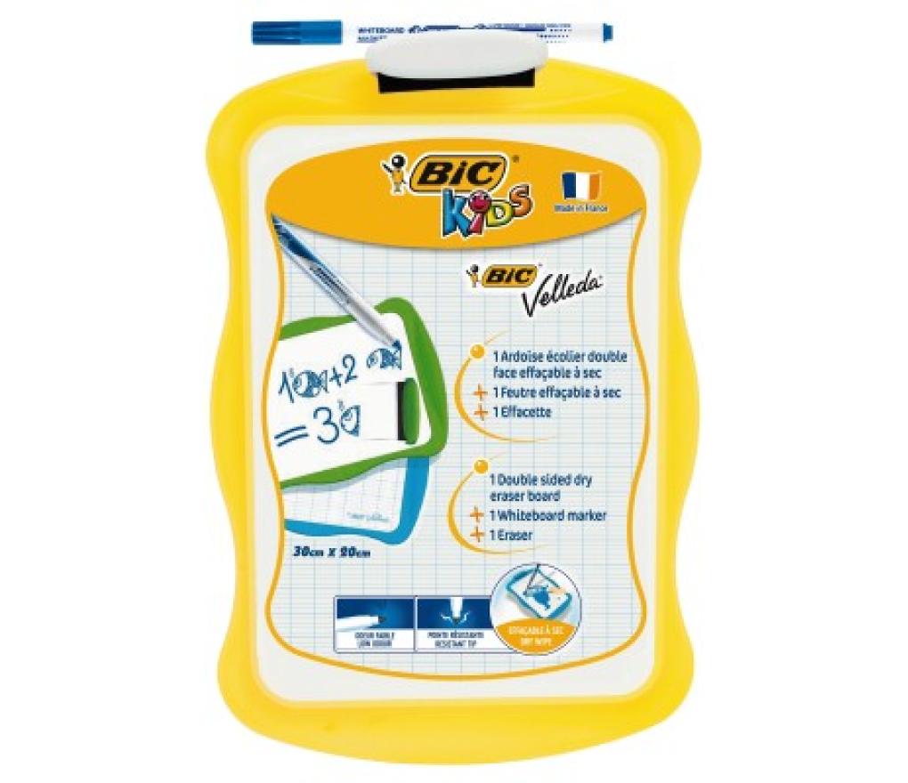 Whiteboard 20 x 30 cm Bic Velleda dubbelzijdig assorti + stift en wisser - Per stuk