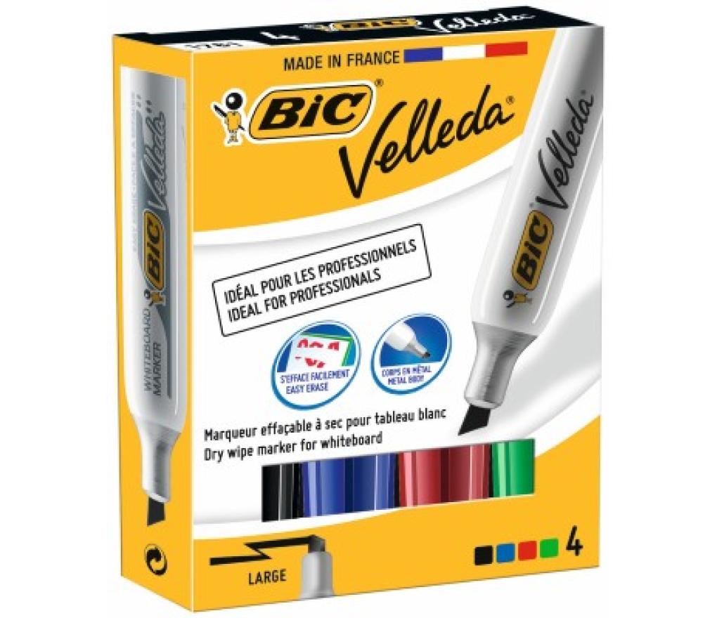 Whiteboardstift Bic Velleda 1781 set/4 kleuren - Per pak
