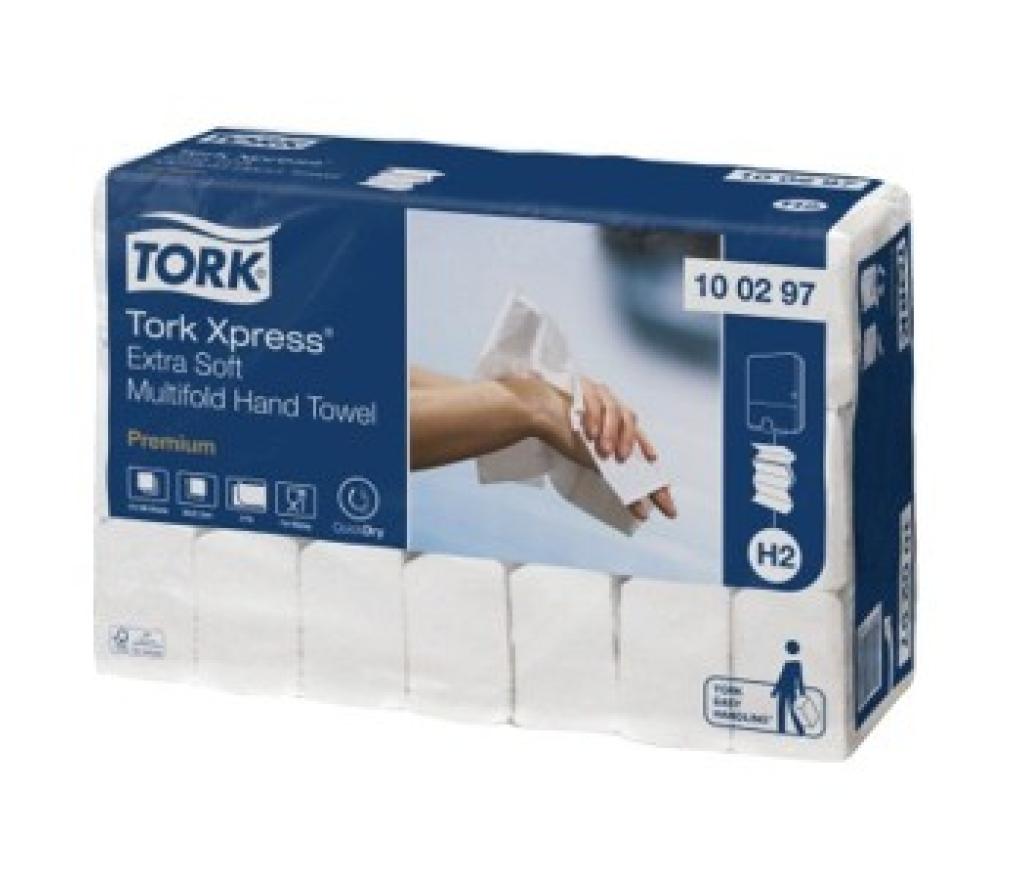 Handdoek Tork H2 intergevouwen 21 x 34 cm Premium Extra Soft 2-laags vel/2100 - Per pak