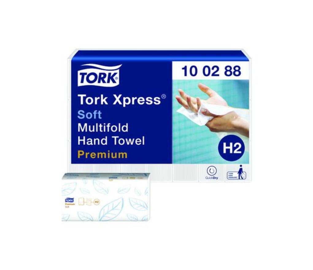 Handdoek Tork H2 intergevouwen 21 x 34 cm Soft 2-laags vel/2310 - Per pak