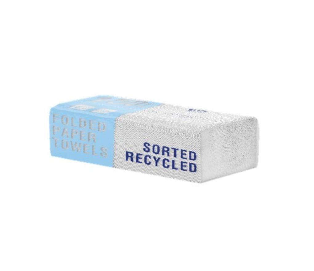 Handdoek ZZ-gevouwen 23 x 25 cm recycled 2-laags vel/3000 - Per pak