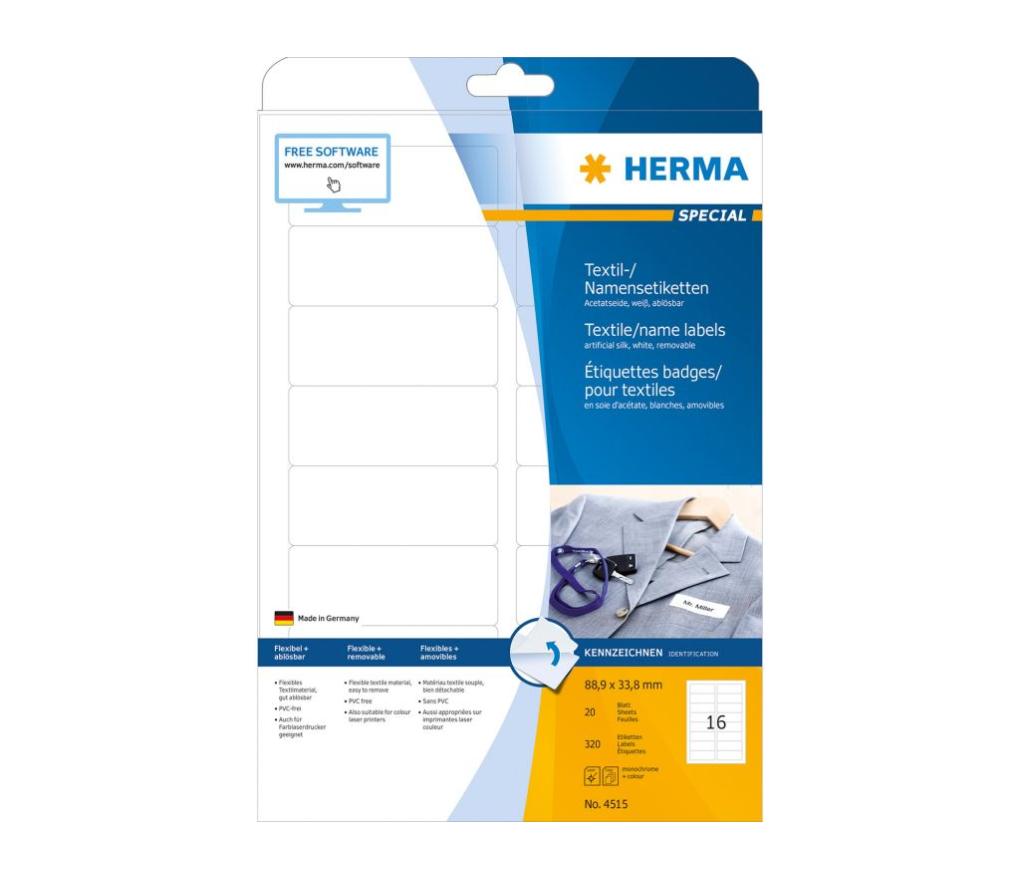 Etiket Herma 4515 naam/textiel 88,9 x 33,8 mm zelfklevend doos/320 - Per stuk