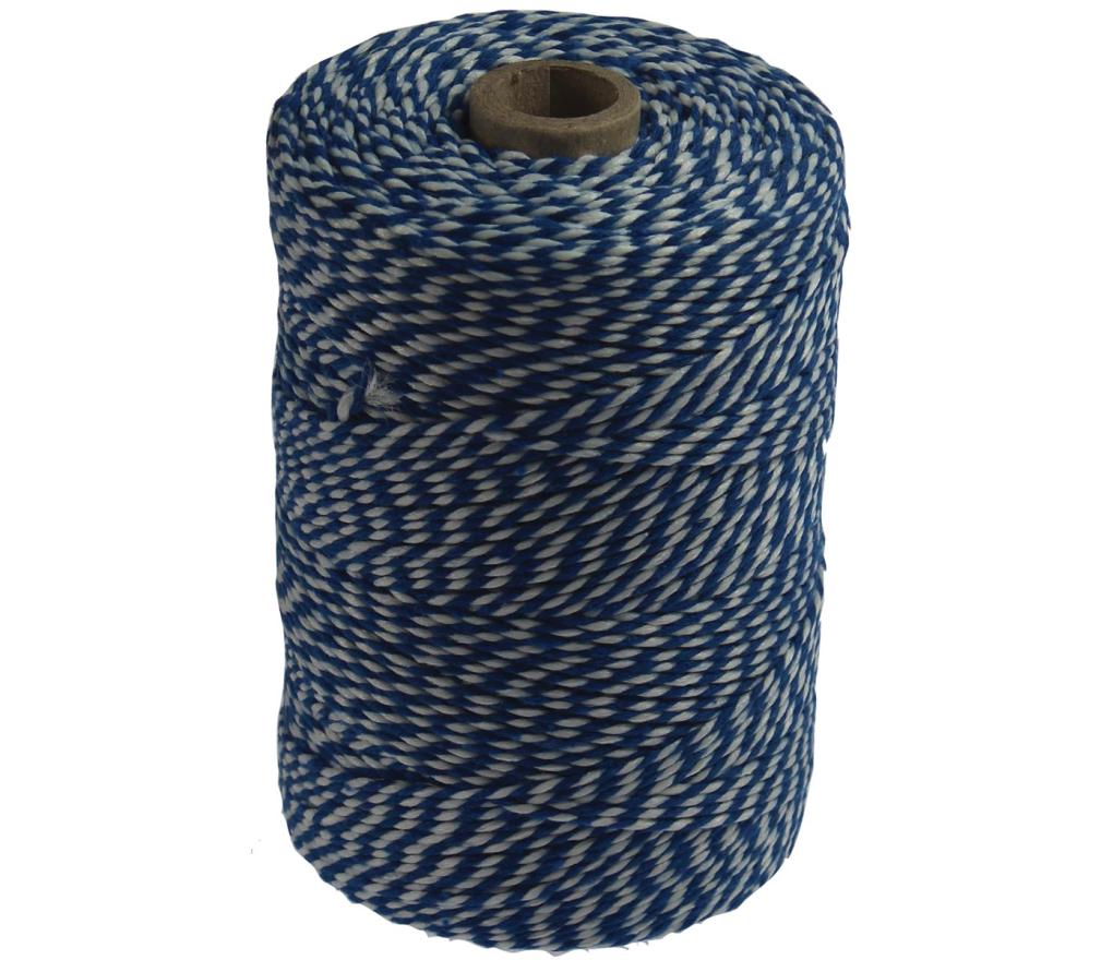 Koord 2-kleurig blauw-wit bol/200 g - Per stuk