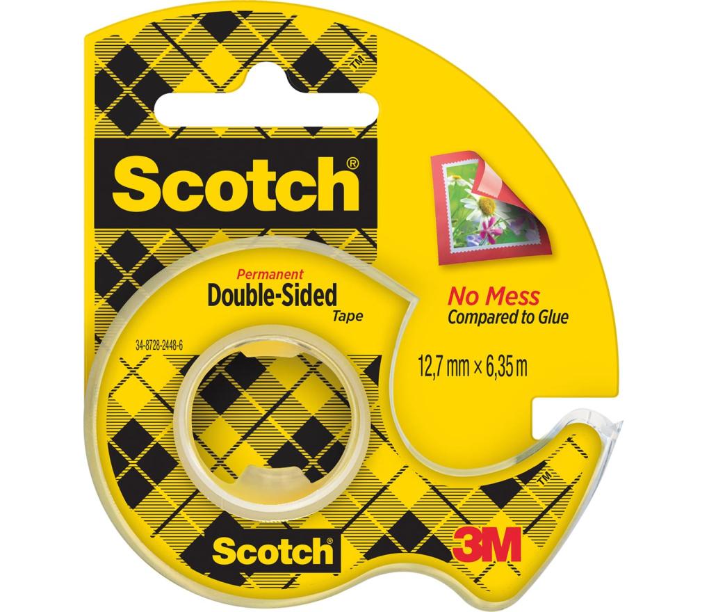 Kleefband Scotch dubbelzijdig 12 mm x 6,3  m + afroller - Per stuk