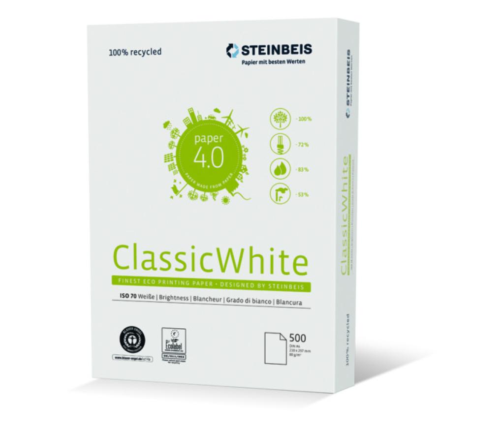Kopieerpapier A4 80 g Steinbeis Classic wit gerecycleerd riem/500 - riem