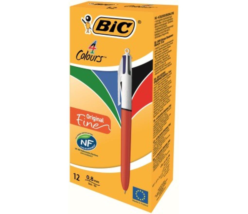 Kogelpen Bic 4 kleuren 0,8 mm fijn - Per stuk