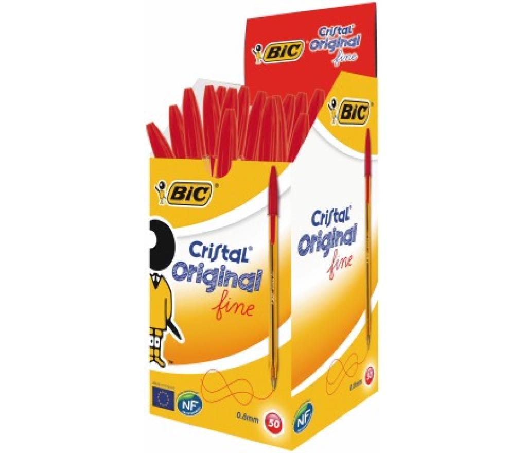 Kogelpen Bic Cristal fijn rood - Per stuk