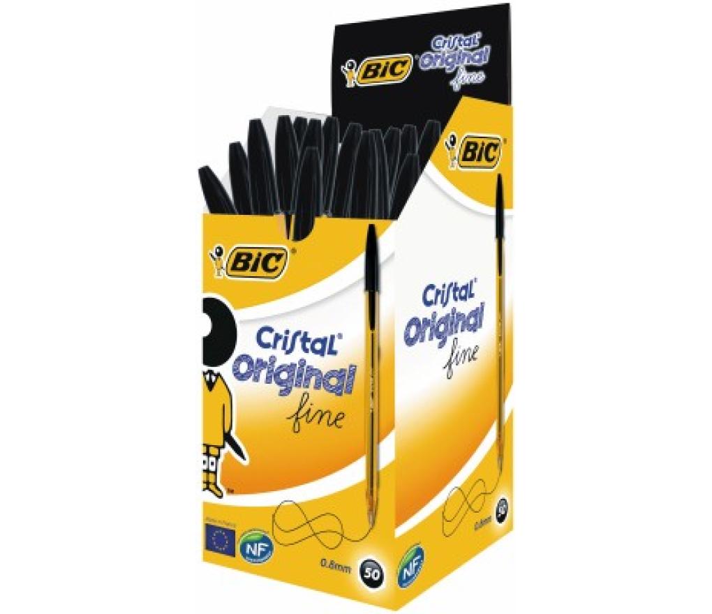 Kogelpen Bic Cristal fijn zwart - Per stuk