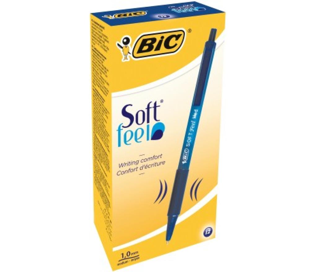 Kogelpen Bic Soft Feel Clic blauw - Per stuk