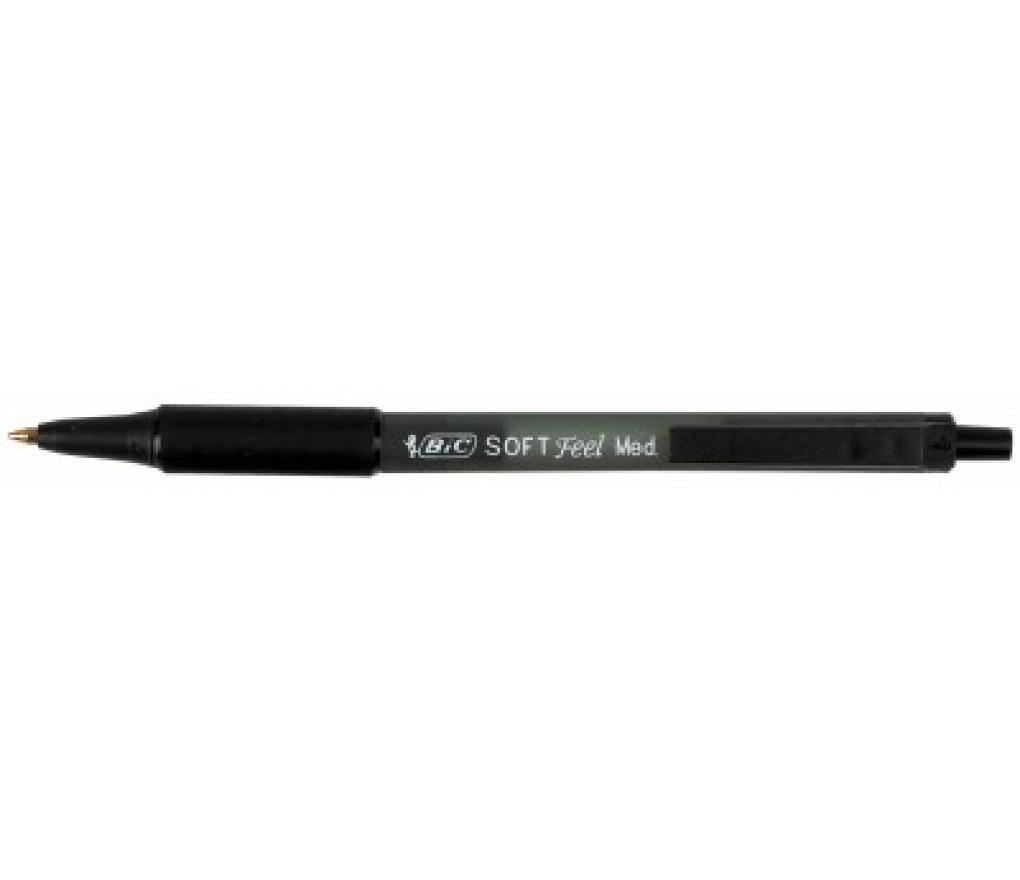 Kogelpen Bic Soft Feel Clic zwart - Per stuk