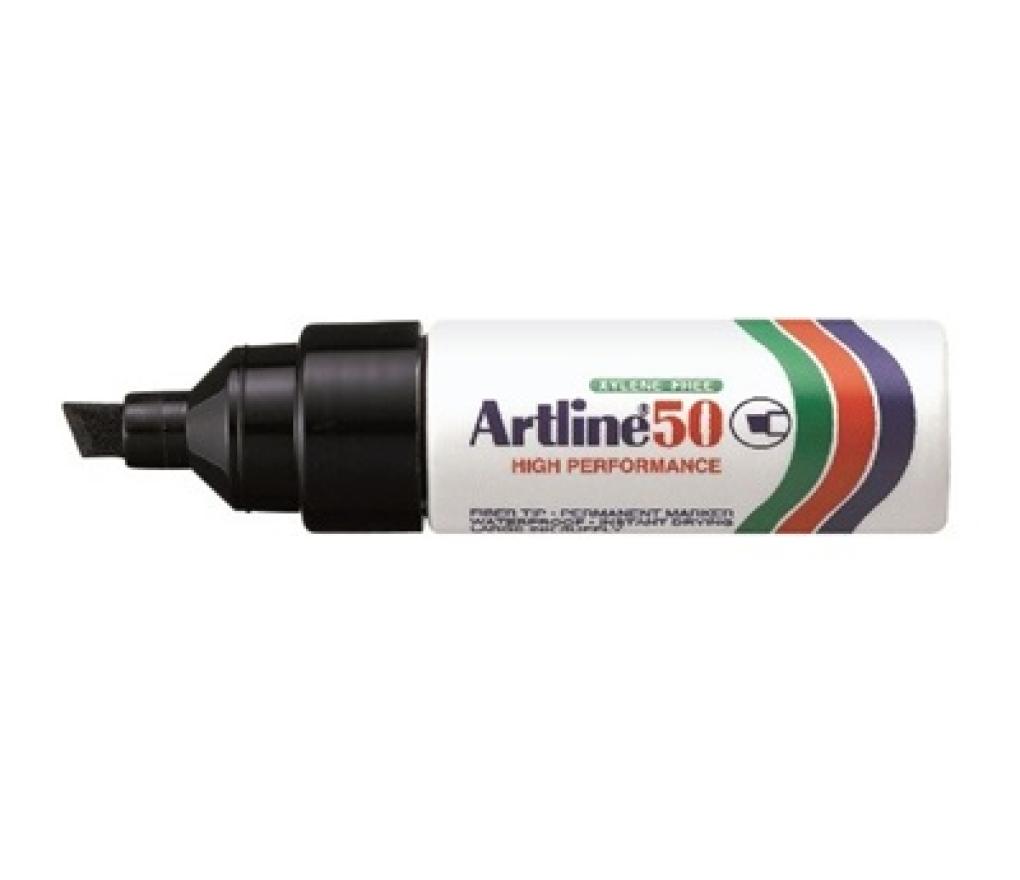 Permanent marker Artline 50 schuine punt 3 - 6 mm zwart - Per stuk