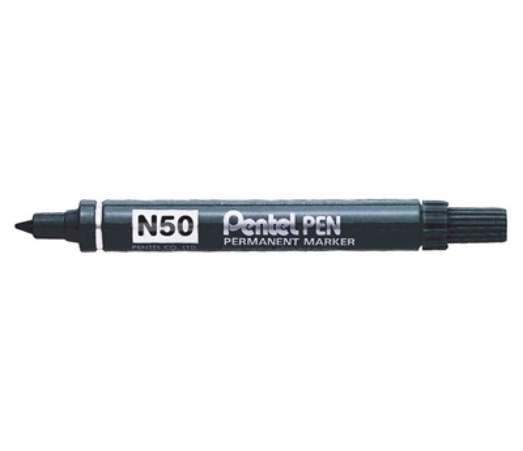Permanent marker Pentel N50 ronde punt 1,5 - 3 mm zwart - Per stuk