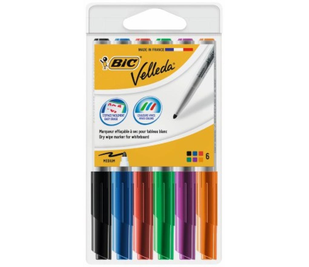 Whiteboardstift Bic Velleda 1741 set/6 kleuren - Per pak