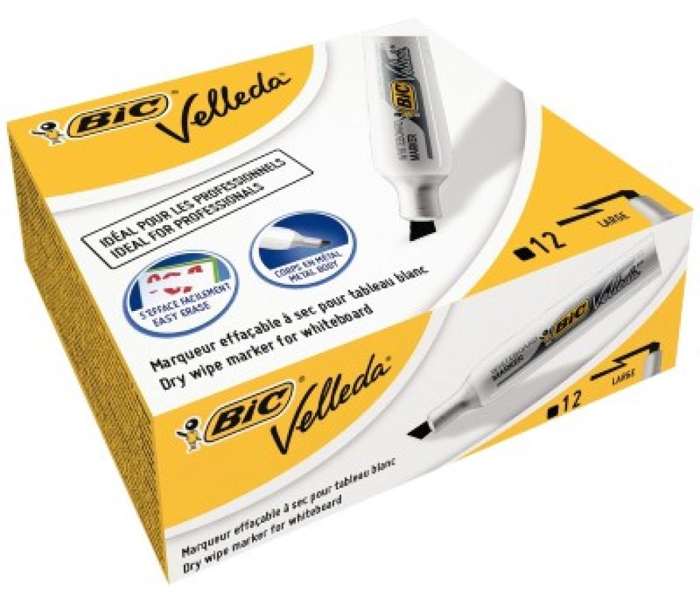 Whiteboardstift Bic Velleda 1781 zwart pak/12 - Per pak
