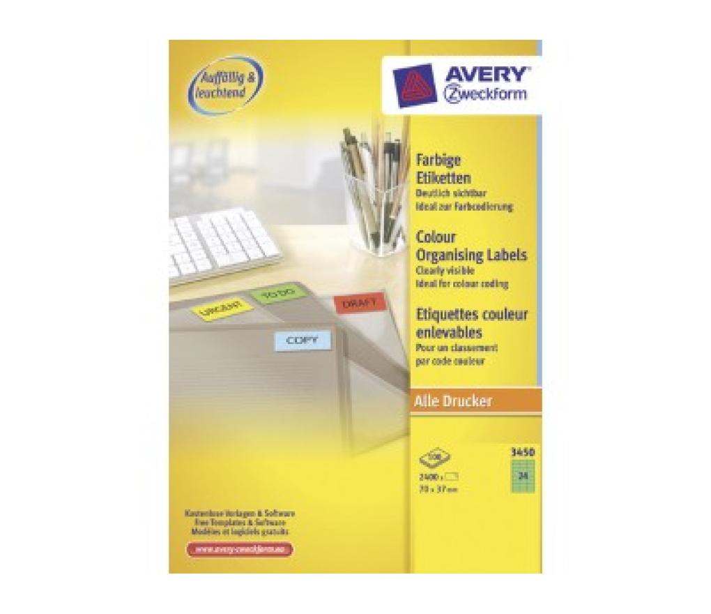 Etiket ILK Avery Zweckform 3450 70 x 37 mm groen doos/2400 - Per pak