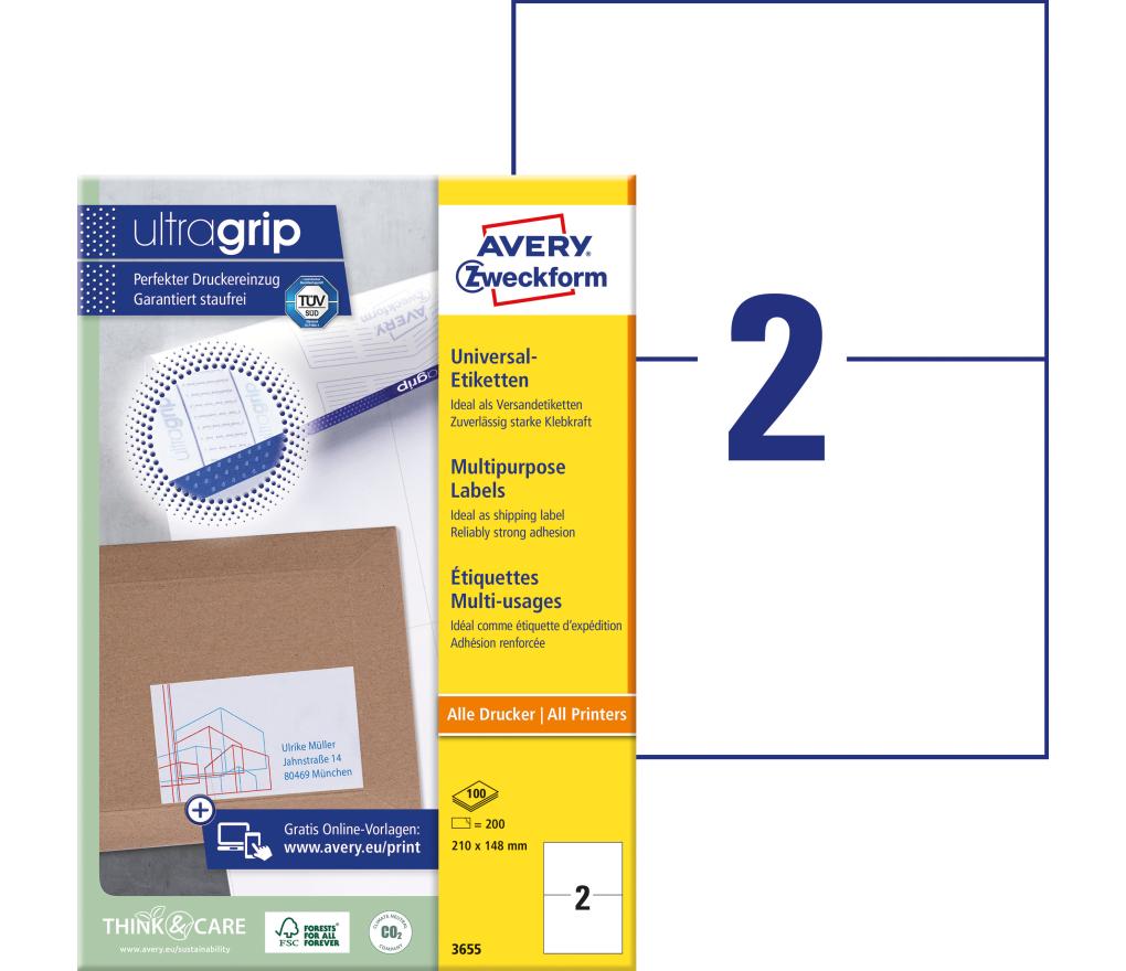 Etiket ILK Avery Zweckform 3655 210 x 148 mm wit doos/200 - Per pak