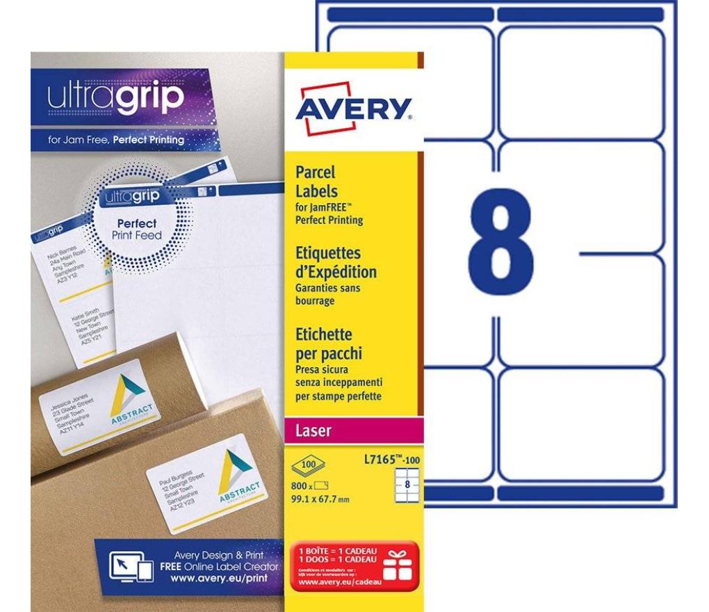 Etiket Laser Avery L7165 99,1 x 67,7 mm wit BlockOut doos/800 - Per pak